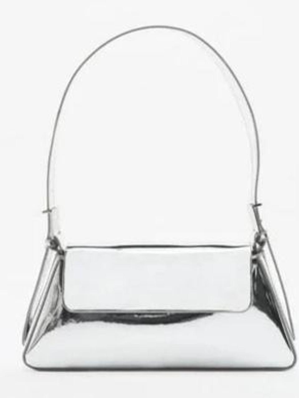 Zara Metallic Silver Shoulder Bag with Flap